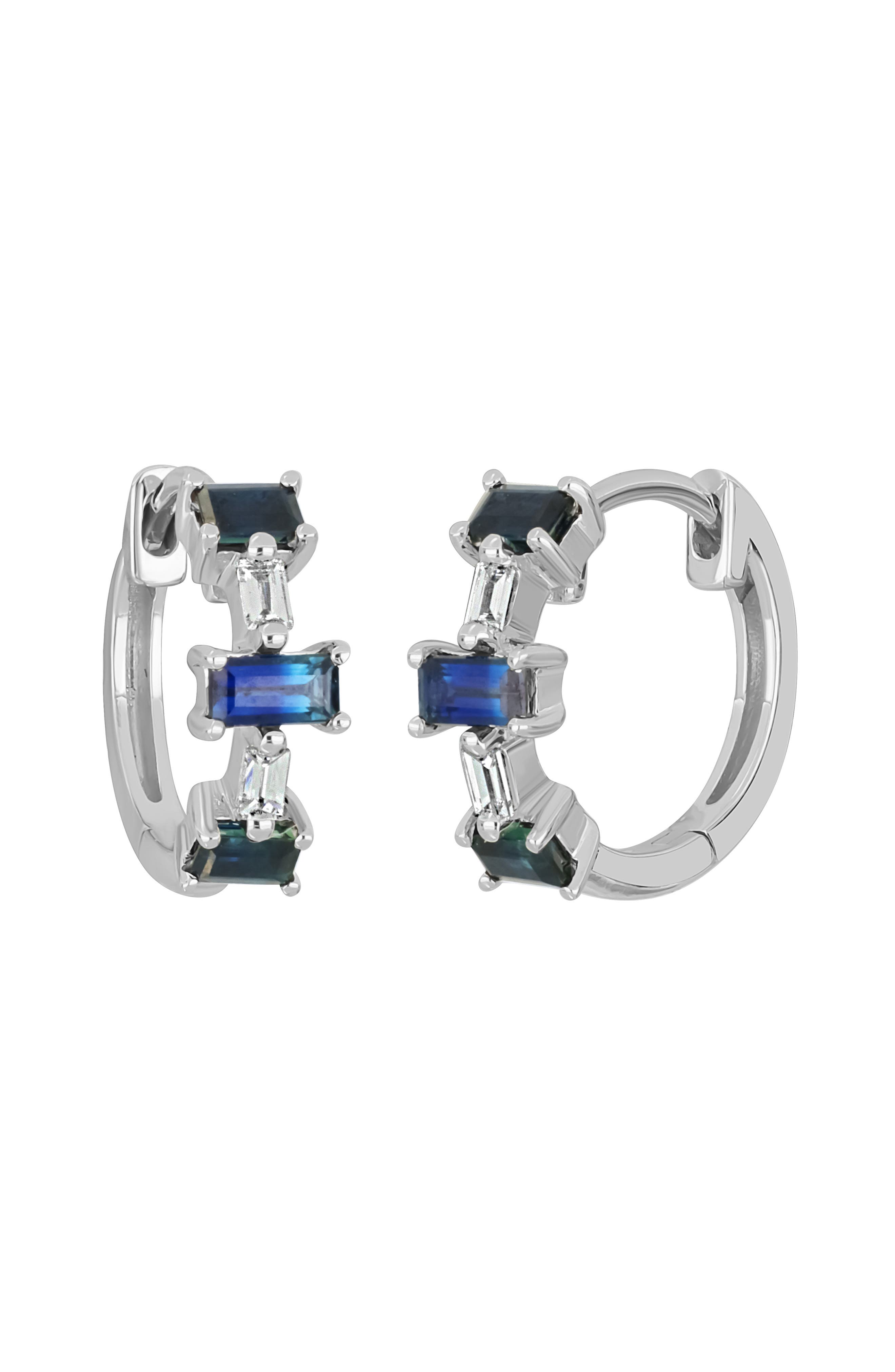 Bony Levy El Mar 18K White Gold Sapphire & Diamond Huggie Hoop Earrings