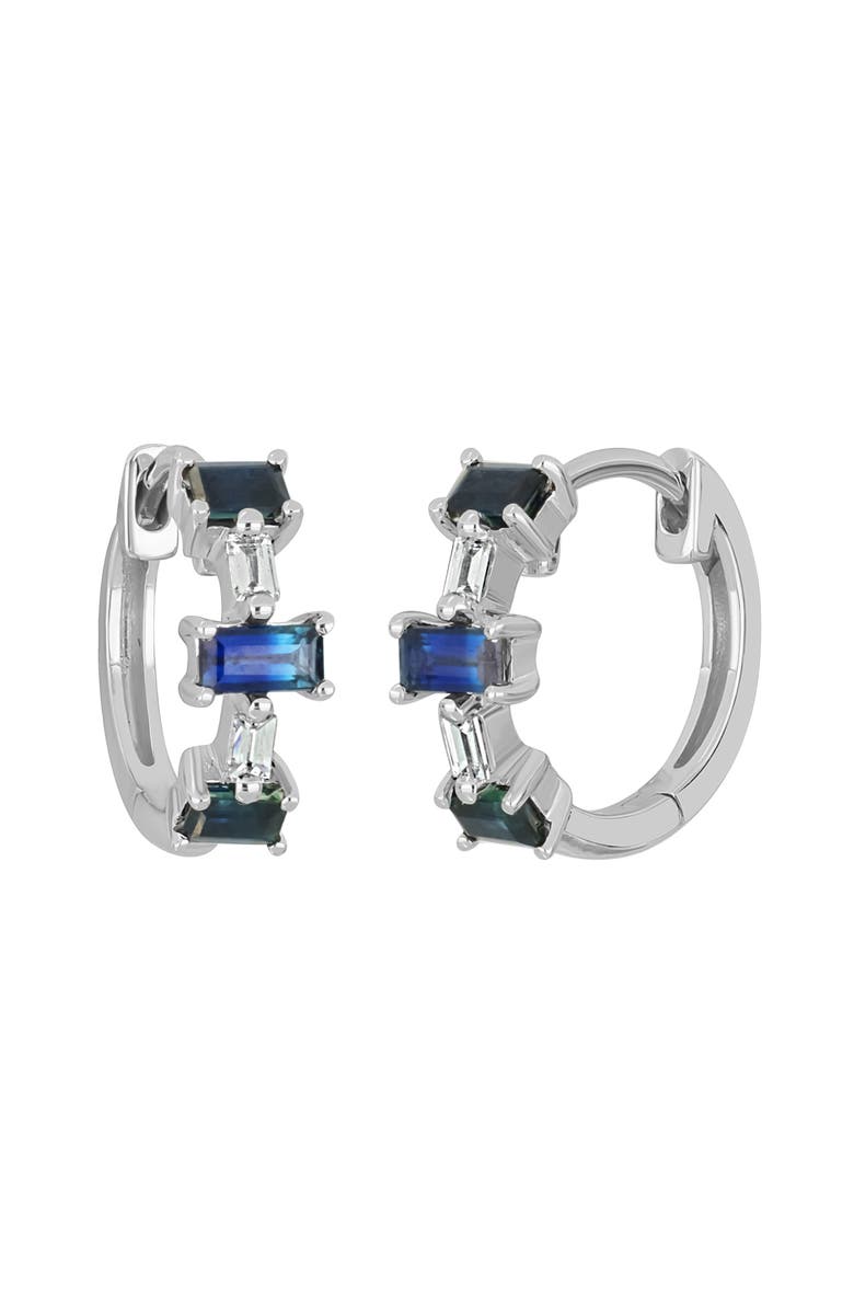 Bony Levy El Mar 18K White Gold Sapphire & Diamond Huggie Hoop Earrings, Main, color, 18K White Gold/ Sapphire