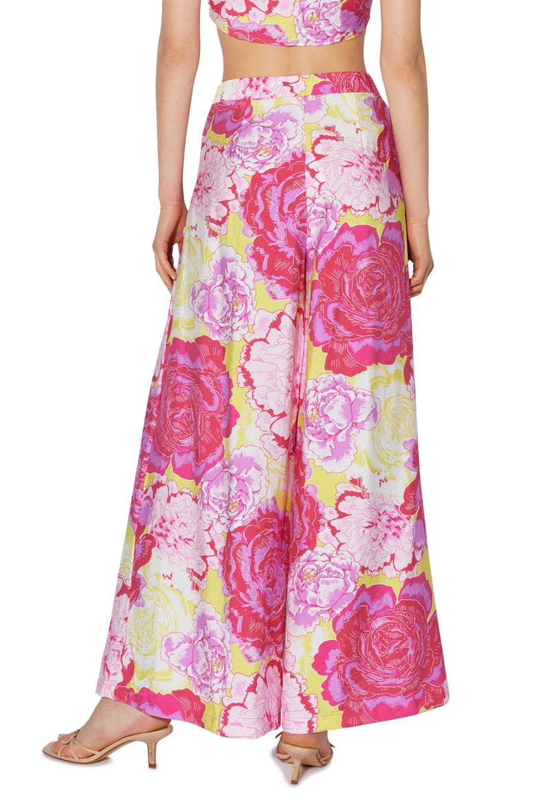 Floral Pleated High Waist Palazzo Pants, Alternate, color, YELLOW PLUM AOP BIG FLOWER