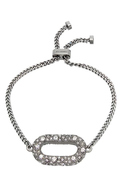Pavé Oval Curb Chain Slider Bracelet
