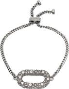 AllSaints Pavé Oval Curb Chain Slider Bracelet