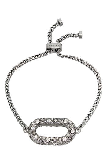 Allsaints Pavé Oval Curb Chain Slider Bracelet In Gray