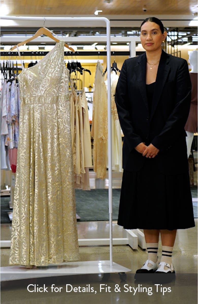 One-Shoulder Foil Flower Gown, sales video thumbnail