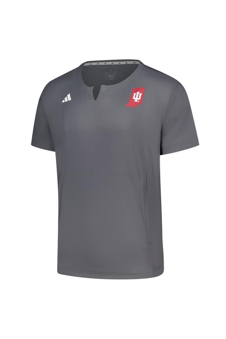 Men's adidas  Gray Indiana Hoosiers Dugout Coaches Adizero Notch Neck Pullover Top, Alternate, color, Gray