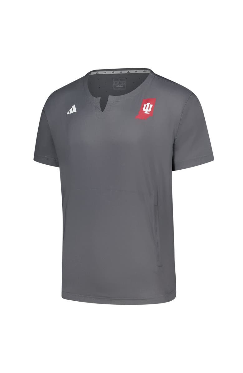 adidas Men's adidas  Gray Indiana Hoosiers Dugout Coaches Adizero Notch Neck Pullover Top, Alternate, color, Gray