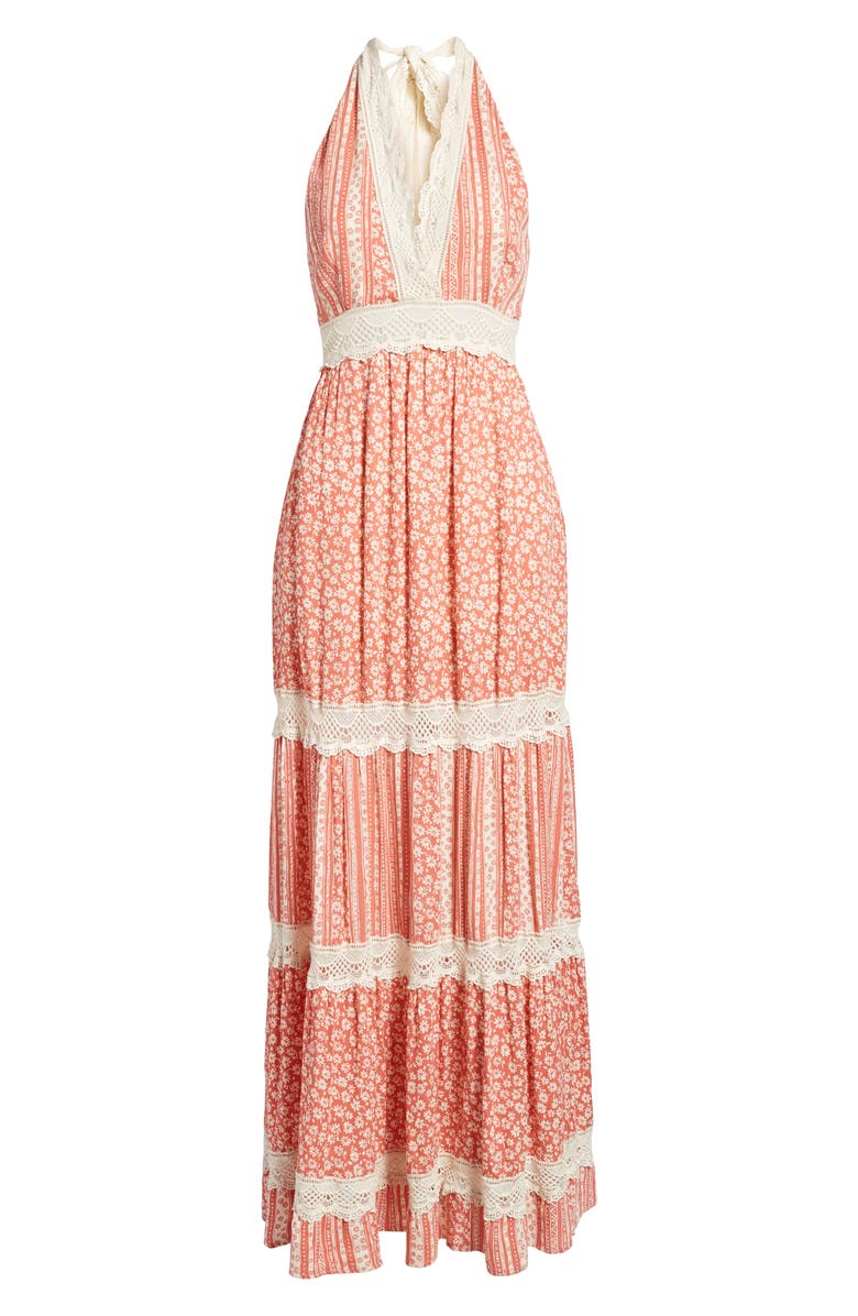 Lost + Wander Sun's Out Halter Maxi Dress, Alternate, color, 