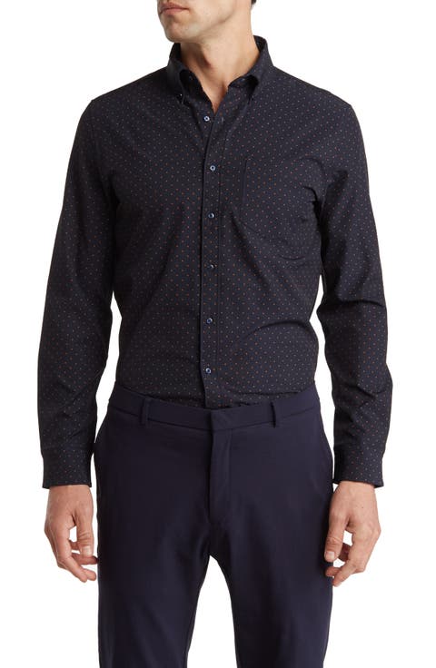 Polka Dot Long Sleeve Button-Up Shirt
