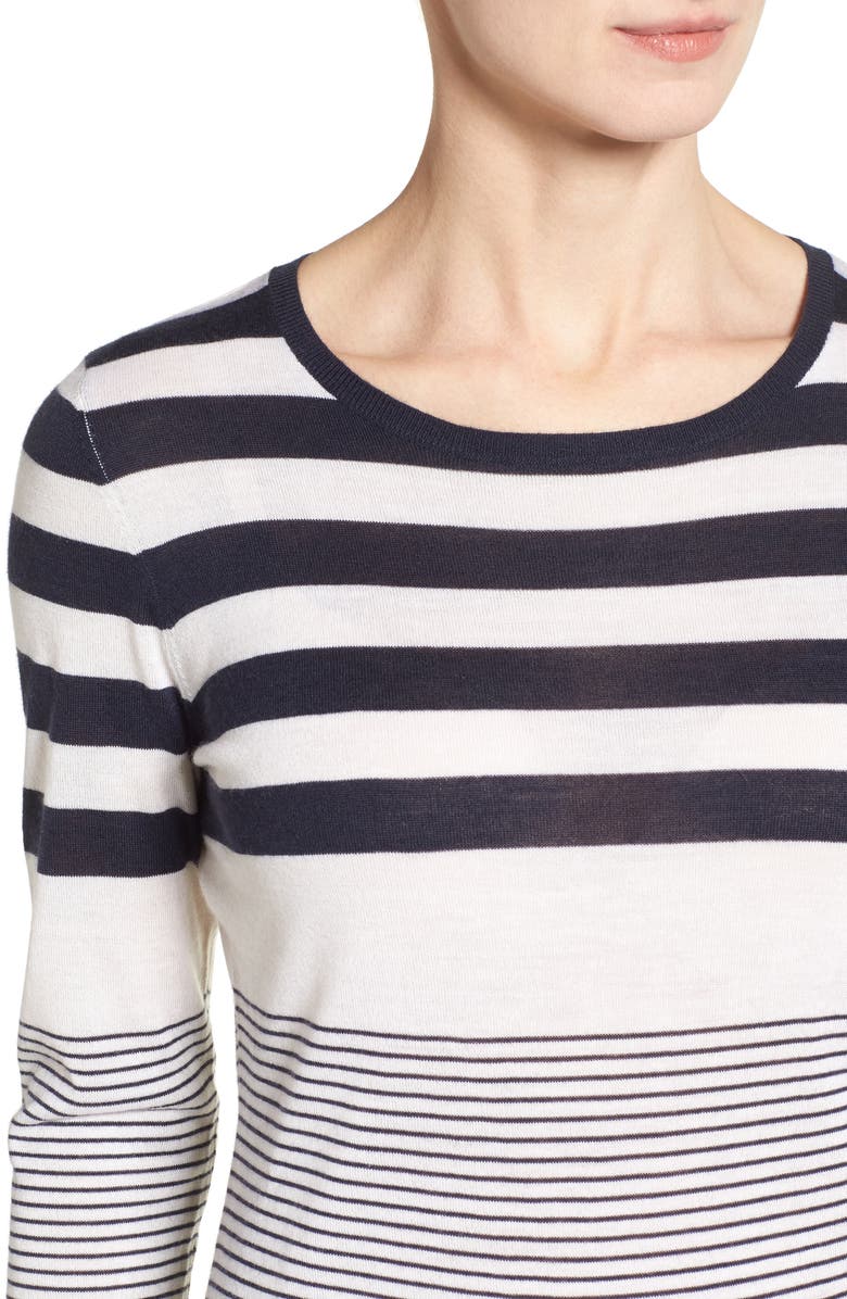 Nordstrom Collection Engineered Stripe Cashmere Pullover, Alternate, color, 