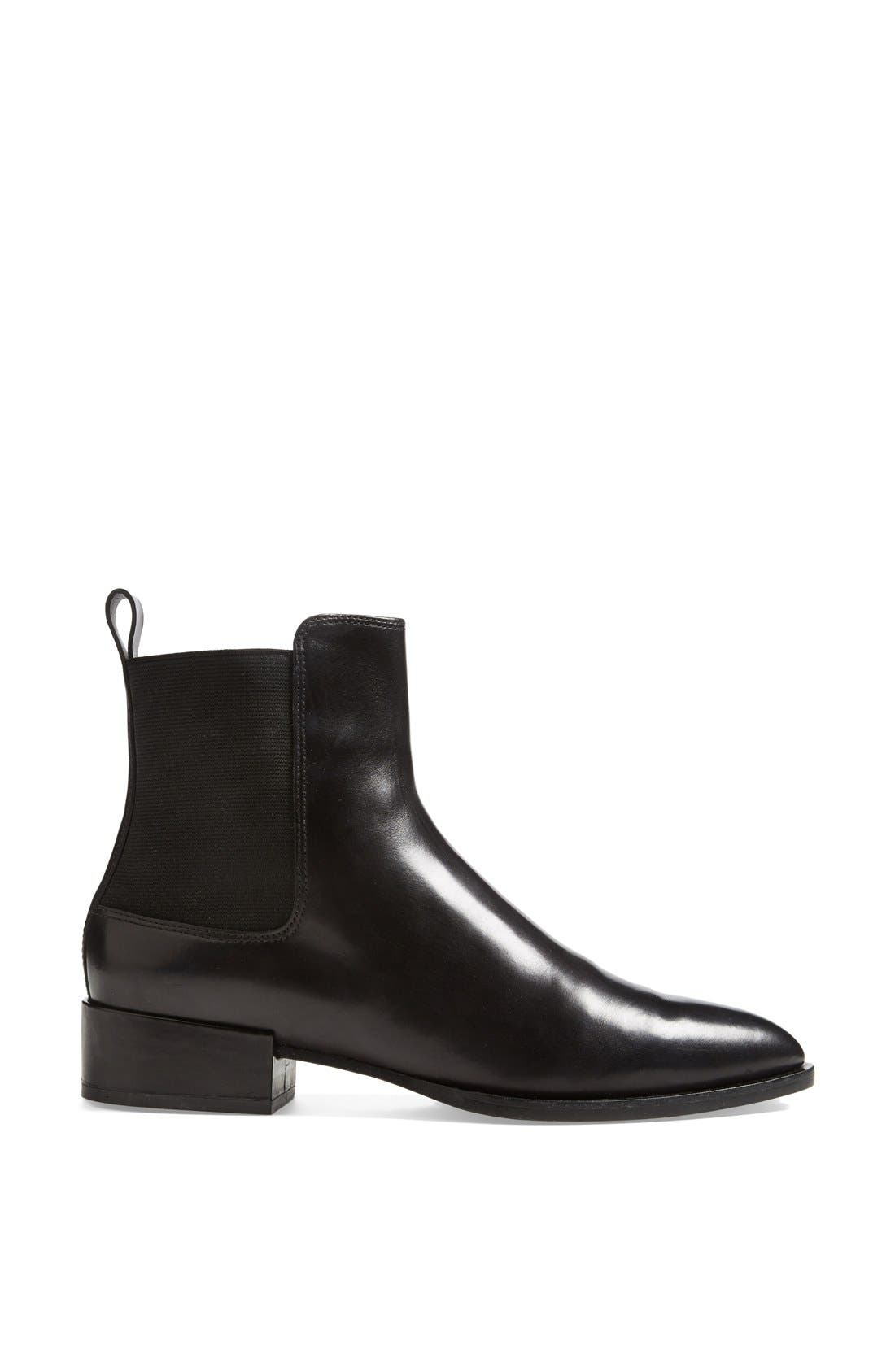 'Yarmon' Almond Toe Calfskin Leather Chelsea Boot, Alternate, color, BLACK