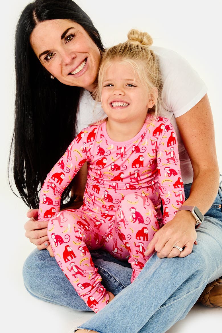 Long Sleeve Pajama Set - Monkeying Around Pink, Alternate, color, Monkeying Around Pink