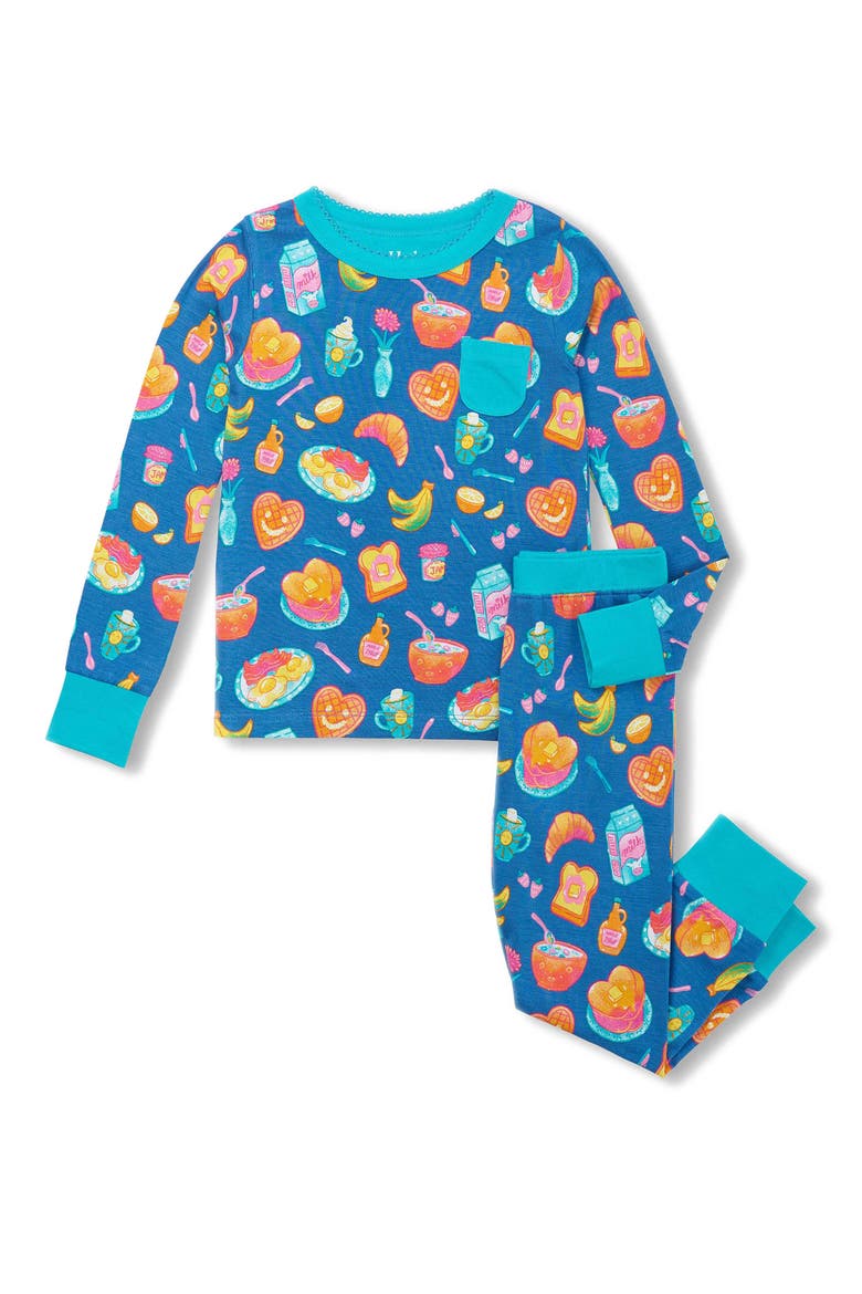 Kids' Breakfast Fitted Two-Piece Pajamas, Main, color, STAR SAPPHIRE