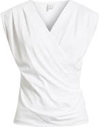 Nordstrom Pleated Faux Wrap Cap Sleeve Top