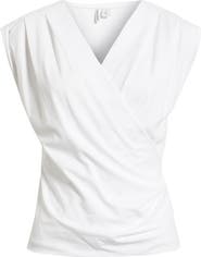 Nordstrom Pleated Faux Wrap Cap Sleeve Top