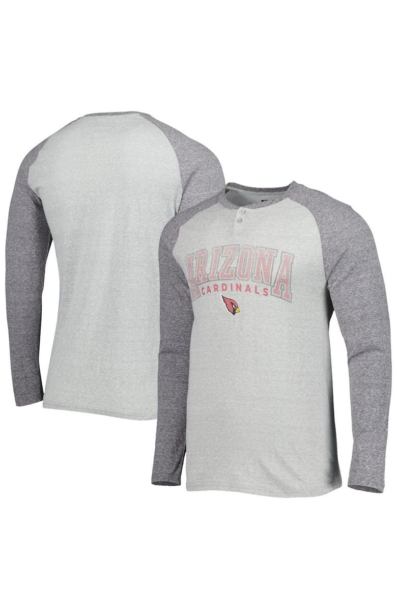 CONCEPTS SPORT Men's Concepts Sport Heather Gray Arizona Cardinals Ledger Raglan Long Sleeve Henley T-Shirt, Main, color, Gray