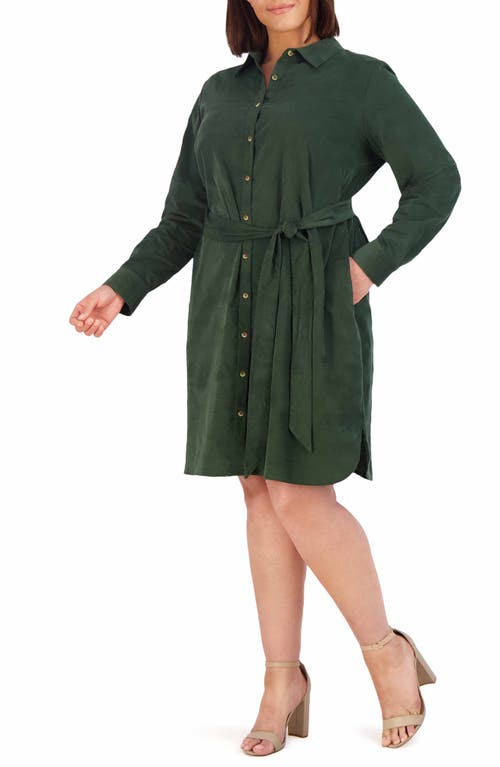 Foxcroft Rocca Long Sleeve Corduroy Shirtdress In Green