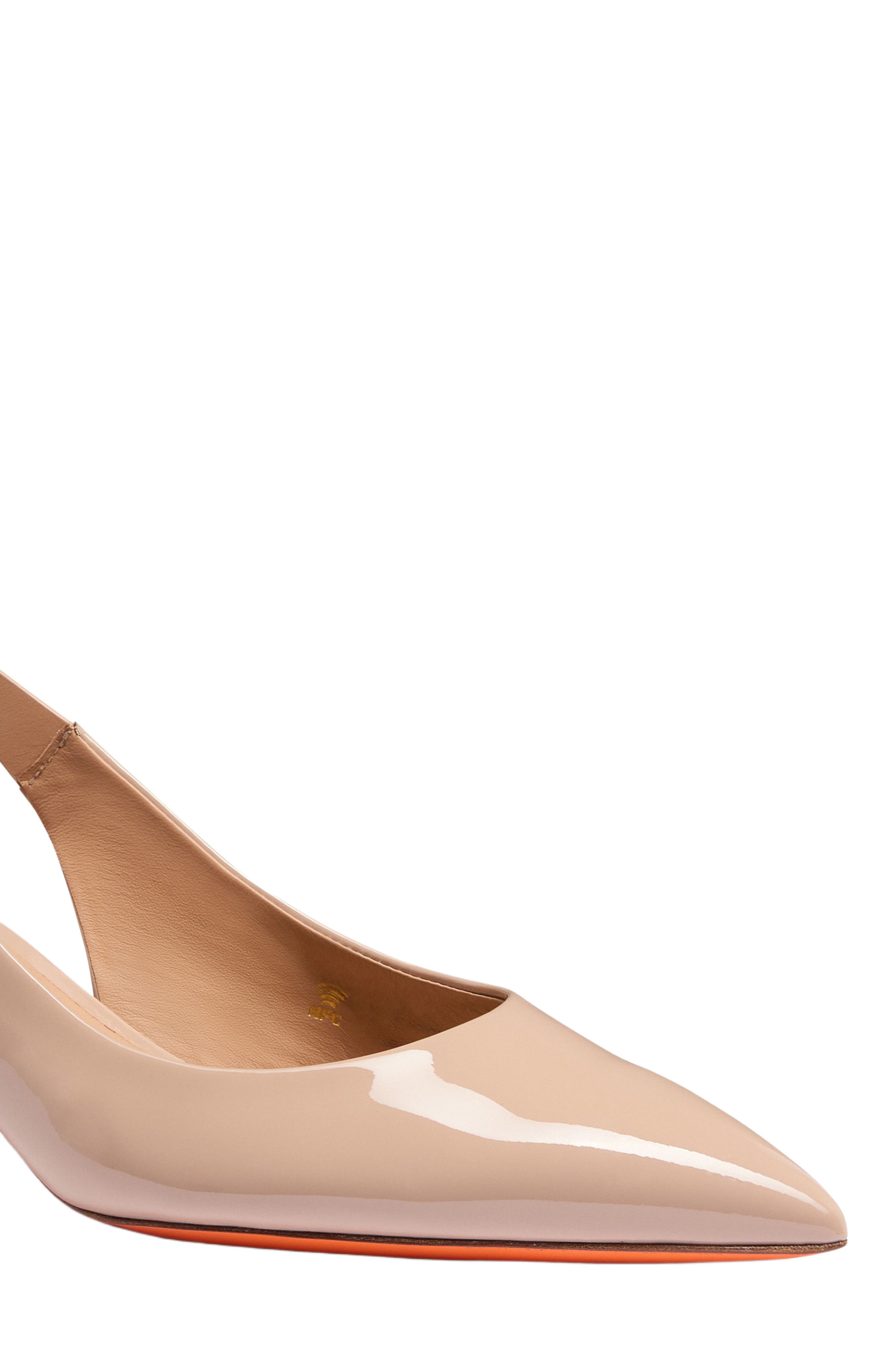 Women's patent leather mid-heel slingback, Alternate, color, Pink