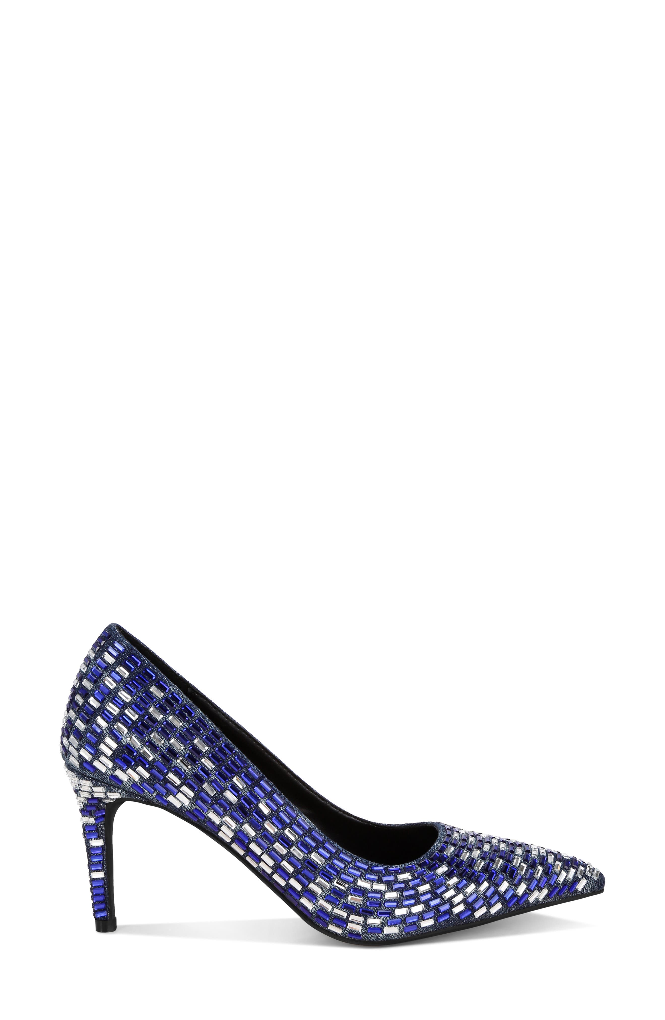Elodie Mirrored Jewel Pump, Alternate, color, DENIM