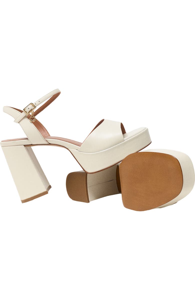 maje Leather platform sandals, Alternate, color, Ecru