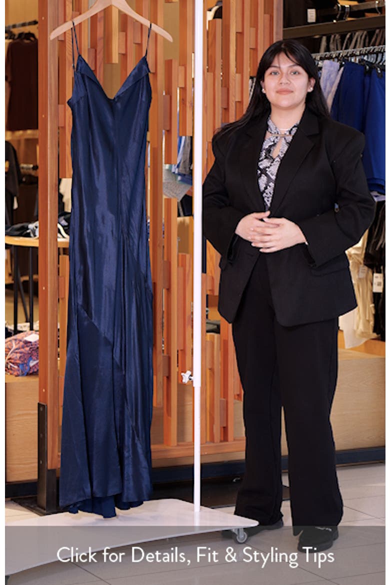 Folded Neck Satin Slip Maxi Dress video