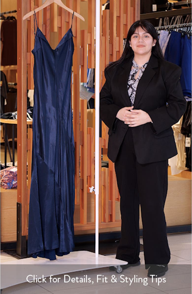 Folded Neck Satin Slip Maxi Dress, sales video thumbnail