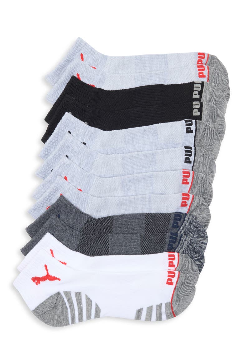 6-Pack Terry Quarter Length Socks, Main, color, BLACK / RED
