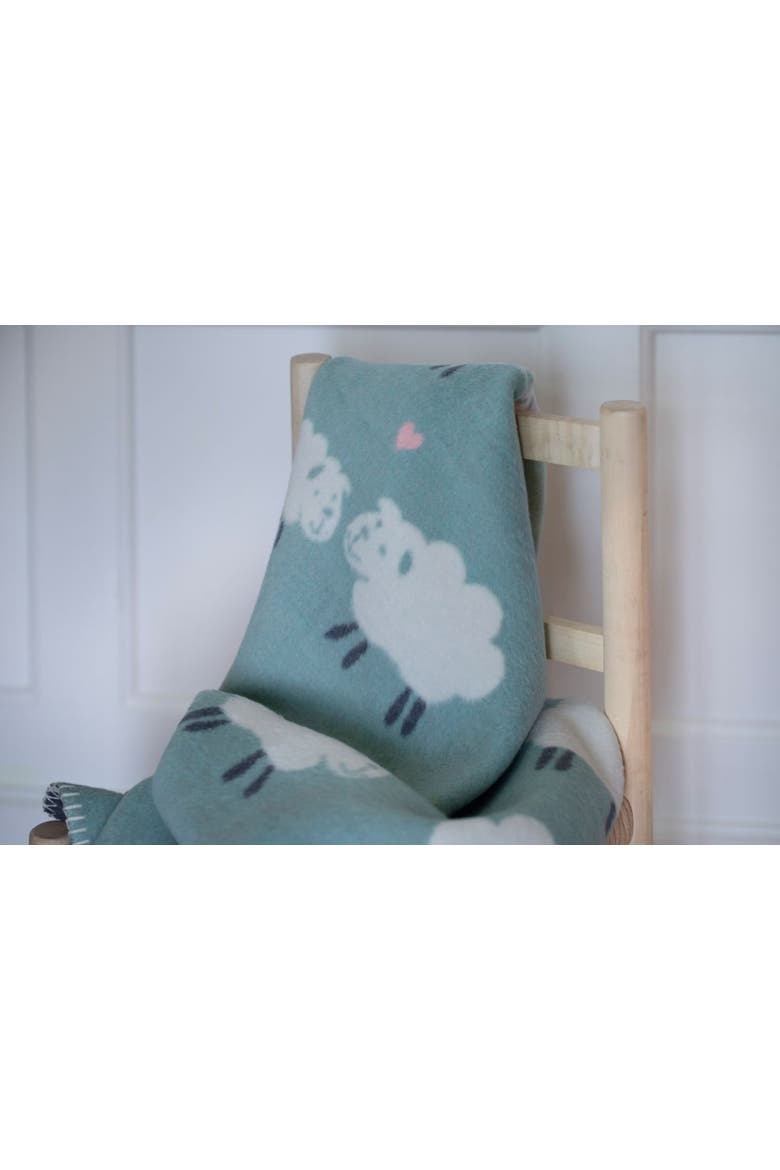 Mila Sheep Allover Baby Blanket, Alternate, color, Light Green