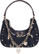 True Religion Chain & Studs Denim Hobo Bag