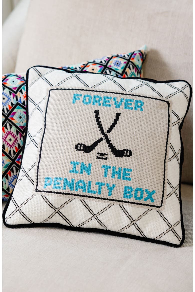 Penalty Box Needlepoint Pillow, Alternate, color, Penalty Box