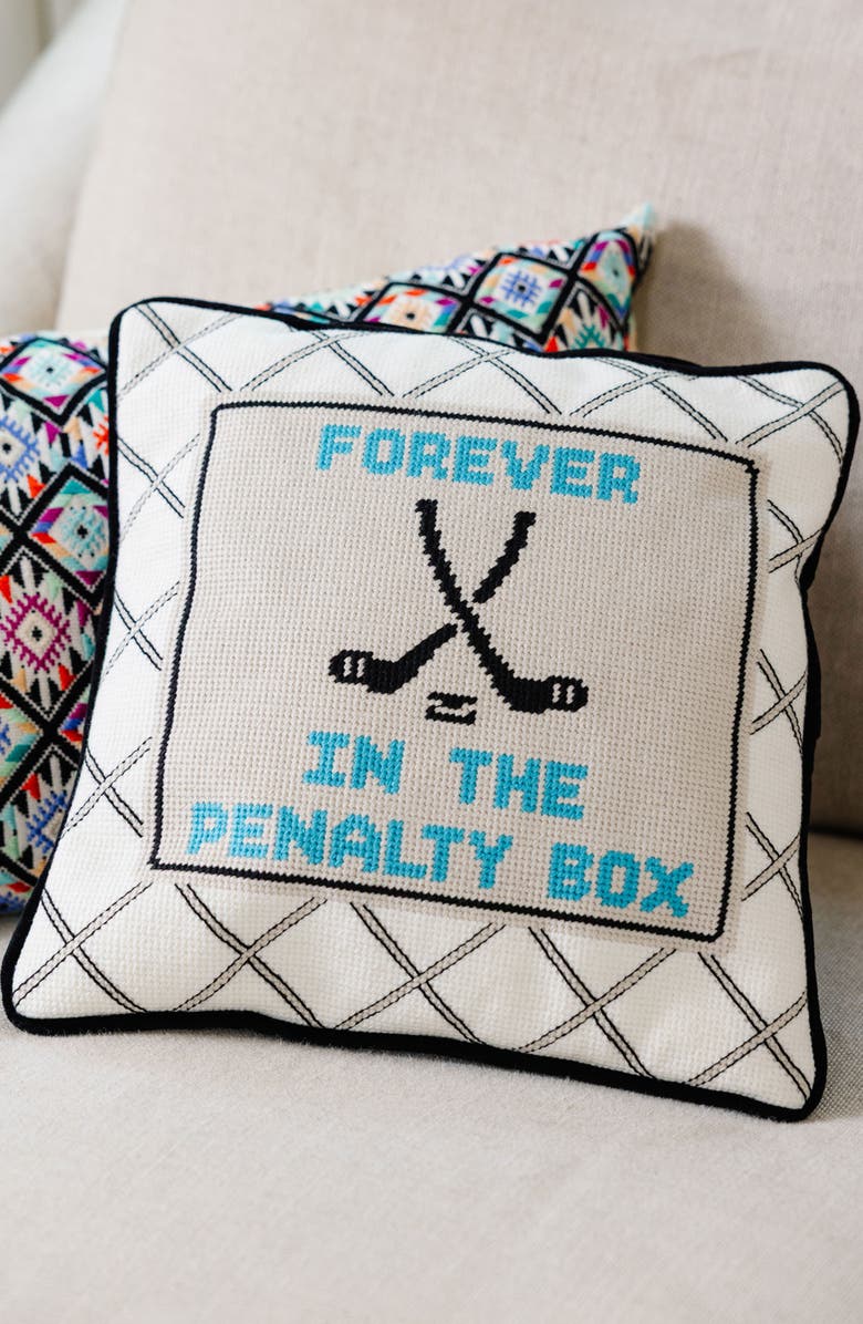 Furbish Penalty Box Needlepoint Pillow, Alternate, color, Penalty Box