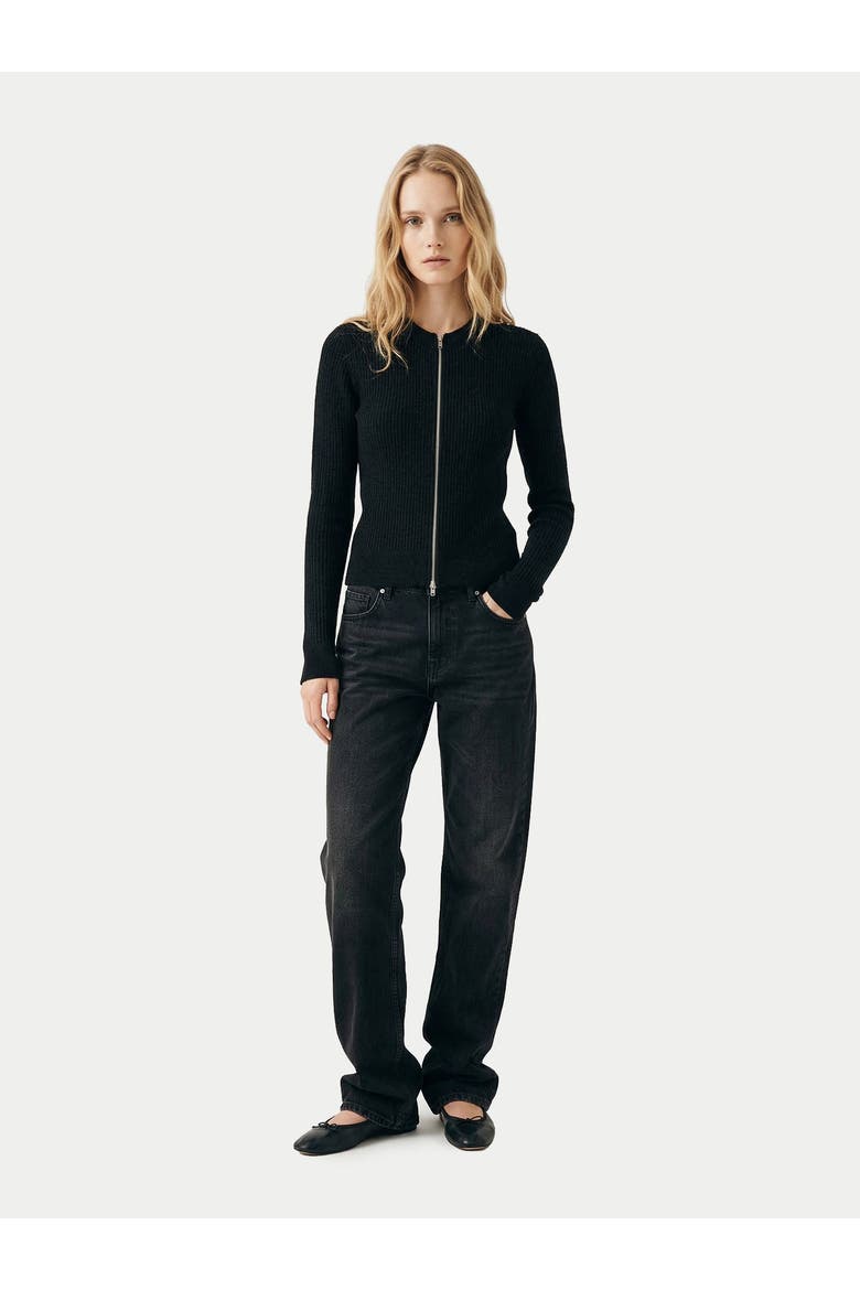 Cashmere Two-Way Zip Cardigan, Alternate, color, black
