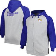 PROFILE Men's Heather Gray Los Angeles Rams Big & Tall Fleece Raglan Full-Zip Hoodie Jacket