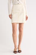 Lafayette 148 New York Hand Fringed Patchwork Bouclé Tweed Miniskirt