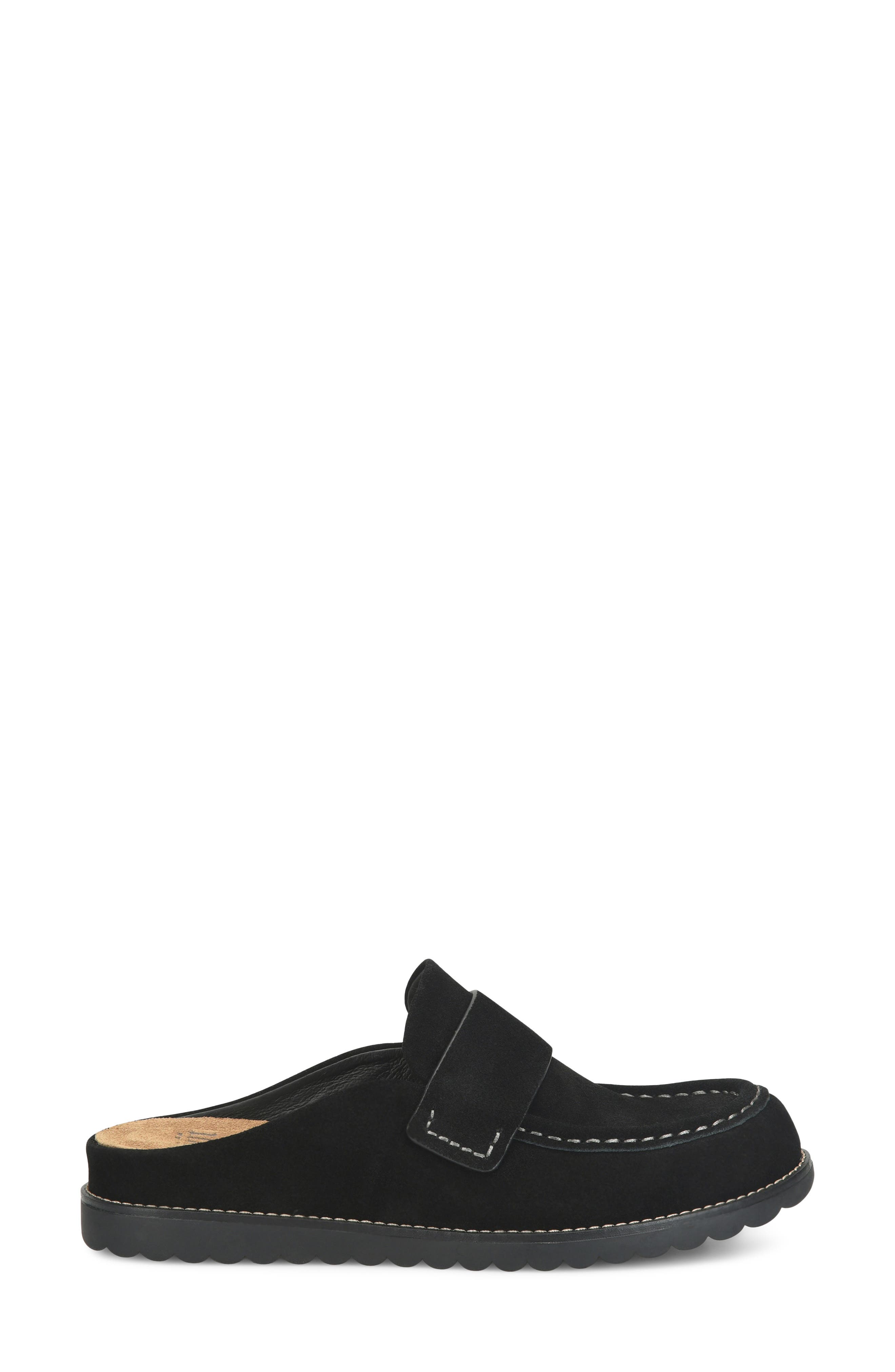 Alicia Leather Flat Mule, Alternate, color, BLACK