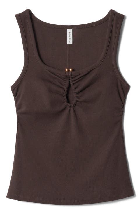 Metal Keyhole Stretch Cotton Tank