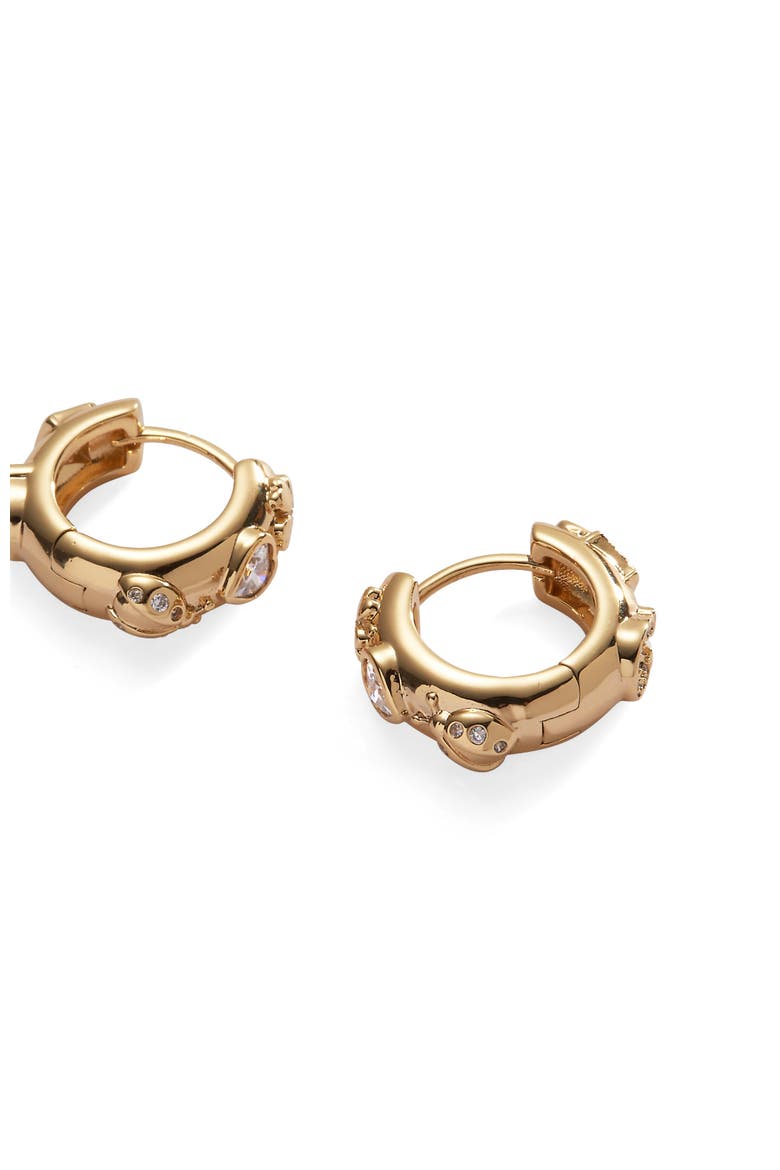 Love Luck Huggie Earrings, Alternate, color, Gold