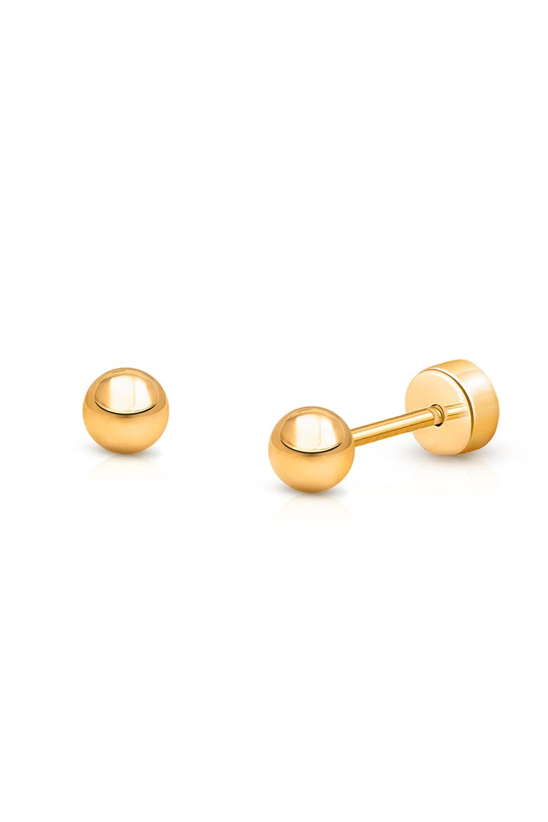 14K Gold on Titanium 4mm Classic Round Stud Screw Back Earrings, Main, color, 14K Yellow Gold