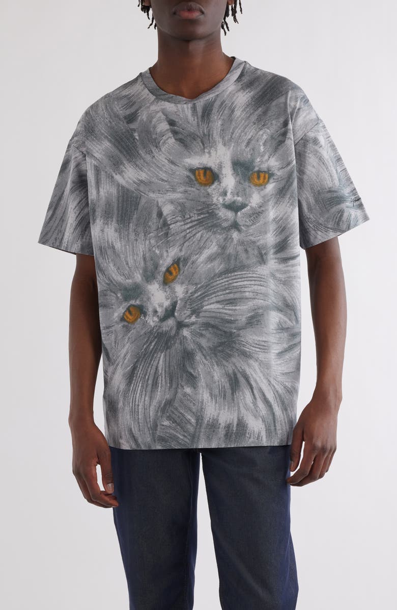 Givenchy Cat Print T-Shirt, Main, color, 