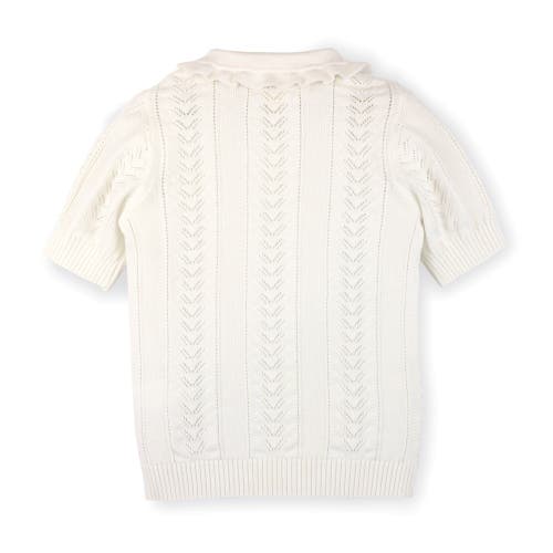 Shop Hope & Henry Girls' Peter Pan Collar Sweater Polo, Kids In Soft White Pointelle