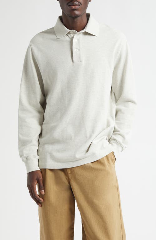 Noah Long Sleeve Cotton Piqué Polo In White