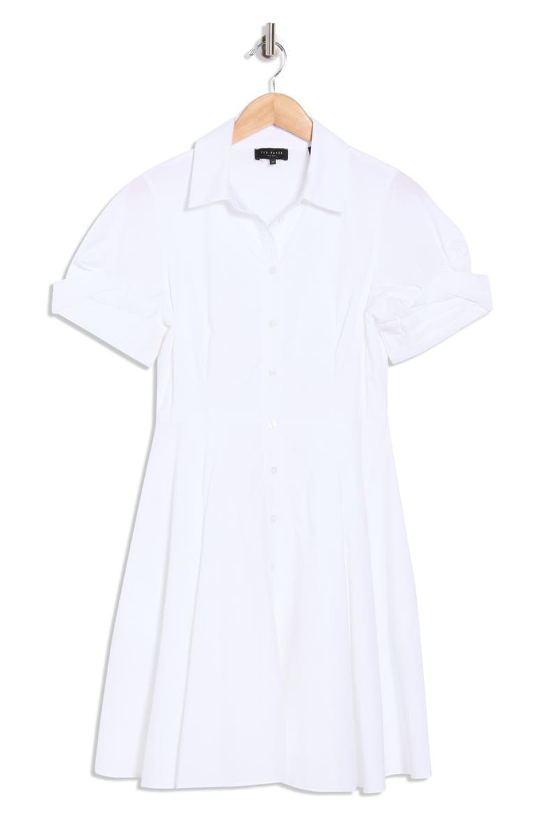 Short Sleeve Cotton Shirtdress, Alternate, color, ULTRA WHITE