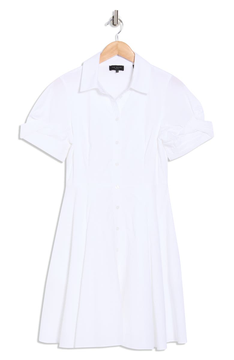 Ted Baker Short Sleeve Cotton Shirtdress, Alternate, color, Ultra White