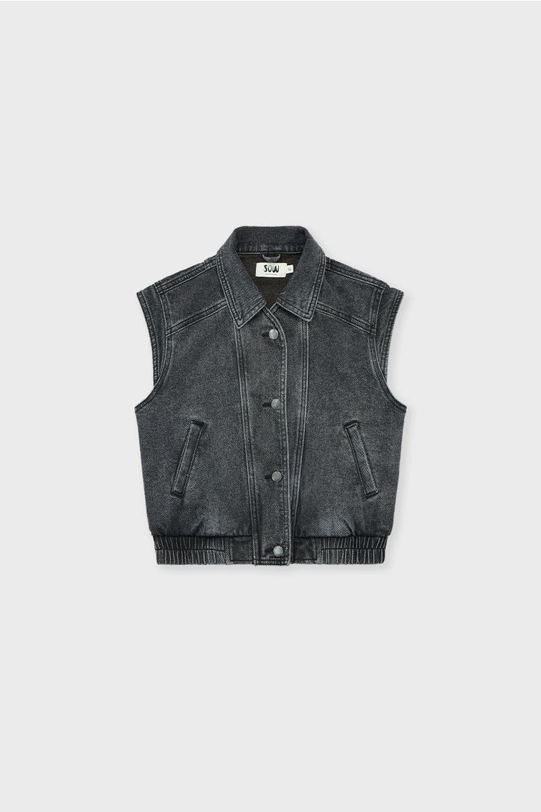 Denim Vest, Main, color, Grey Acid Denim