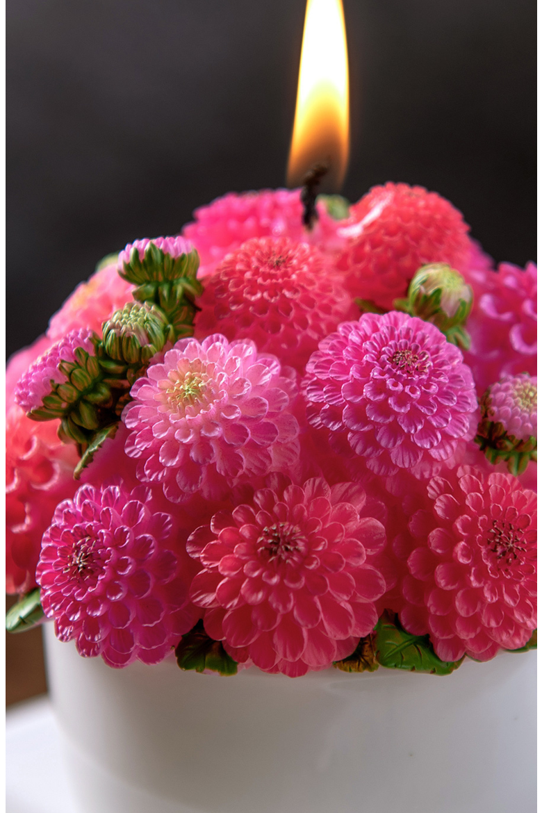 Dahlia Bouquet Aromatherapy Candle, Alternate, color, Rose Red