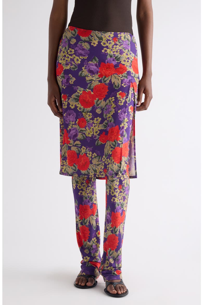 Floral Layered Knit Pants, Main, color, MULTI PURPLE
