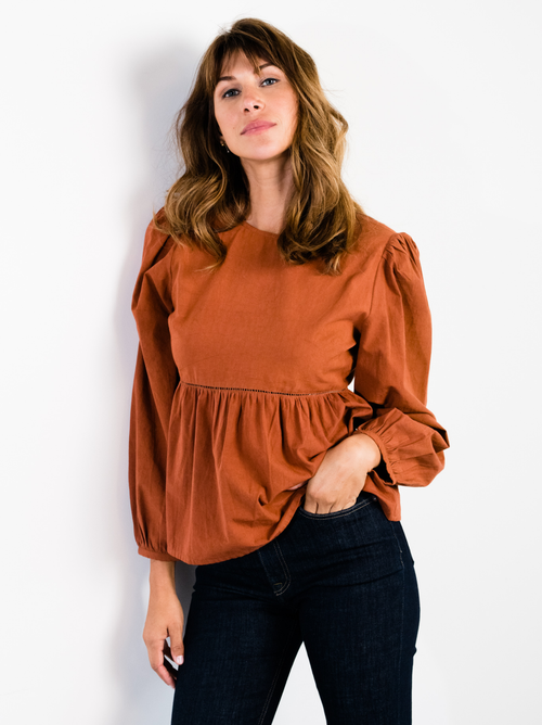 Able Lauren Babydoll Top In Mocha Bisque