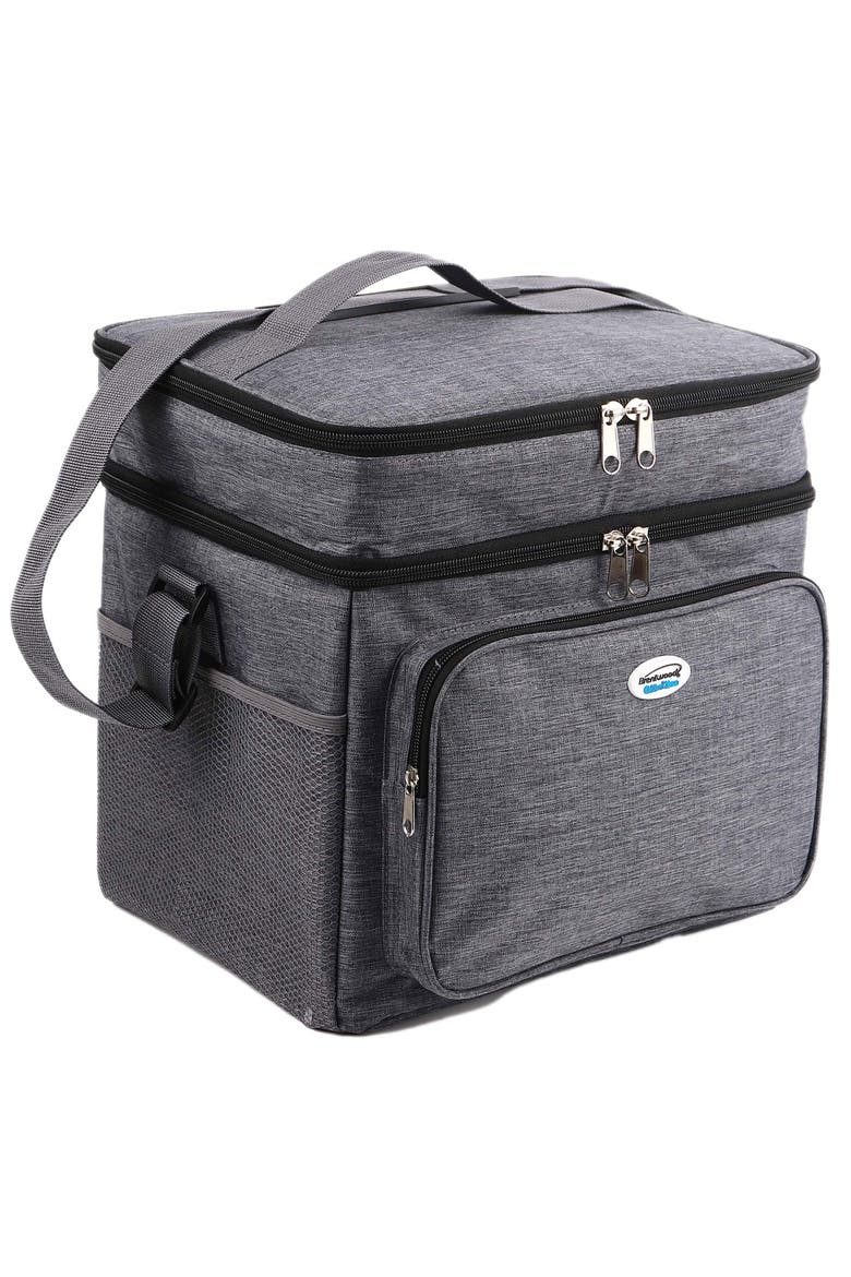 24-Can Insulated Cooler Bag in Gray with Hard Liner, Main, color, Grey