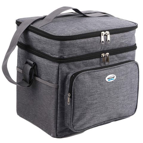 24-Can Insulated Cooler Bag in Gray with Hard Liner