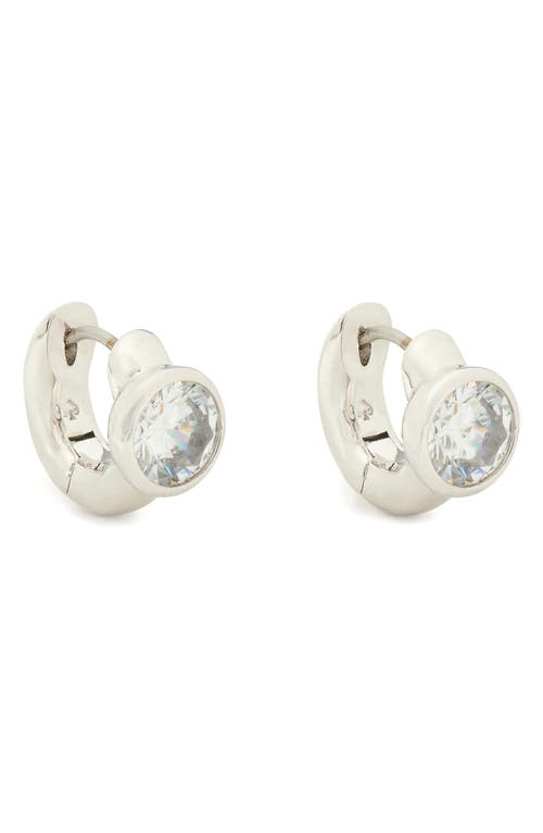 Kate Spade New York Keep Sparkling Huggie Hoop Earrings In Clear/silver.