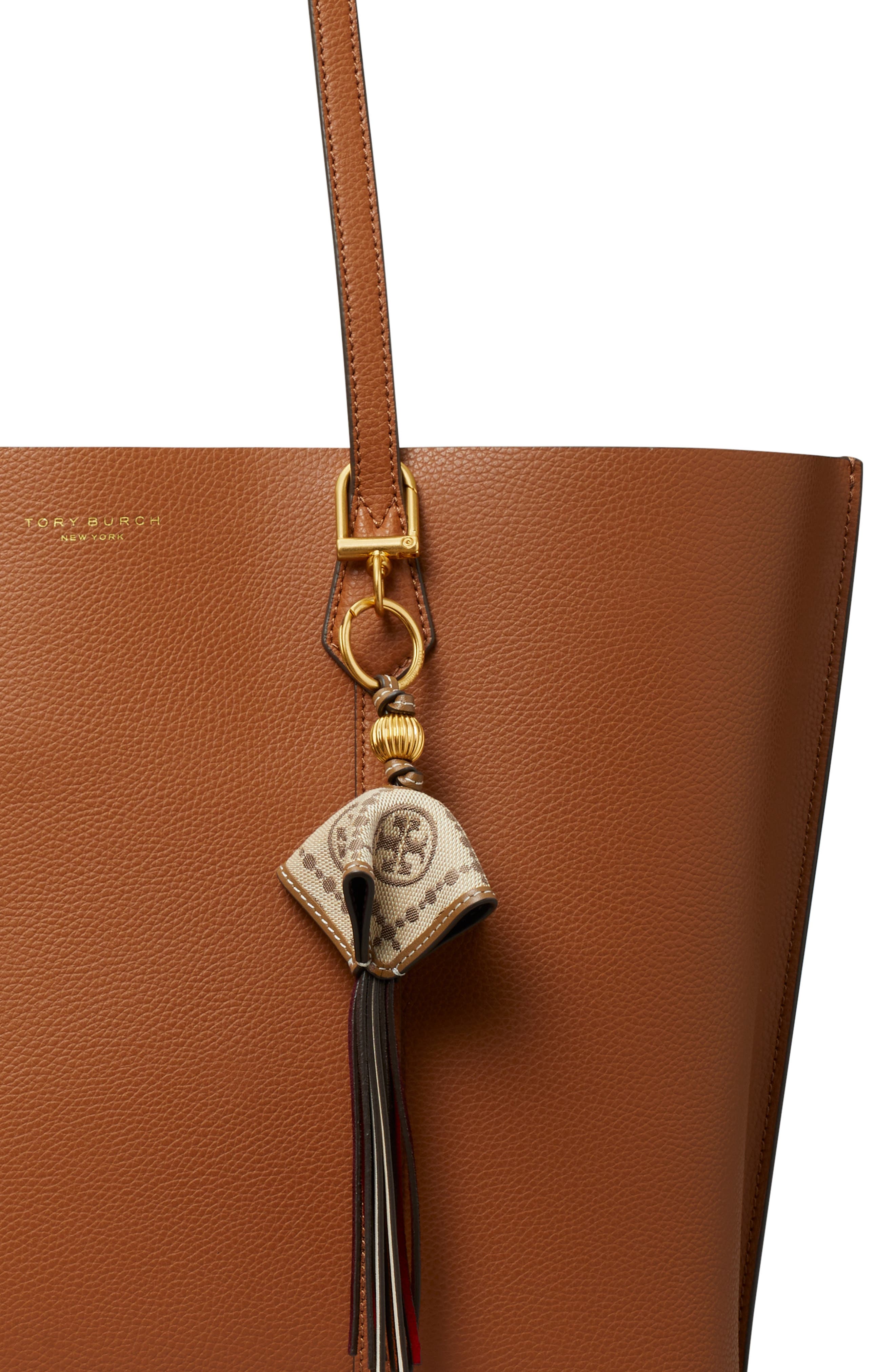 T Monogram Jacquard Key Fob, Alternate, color, HAZELNUT