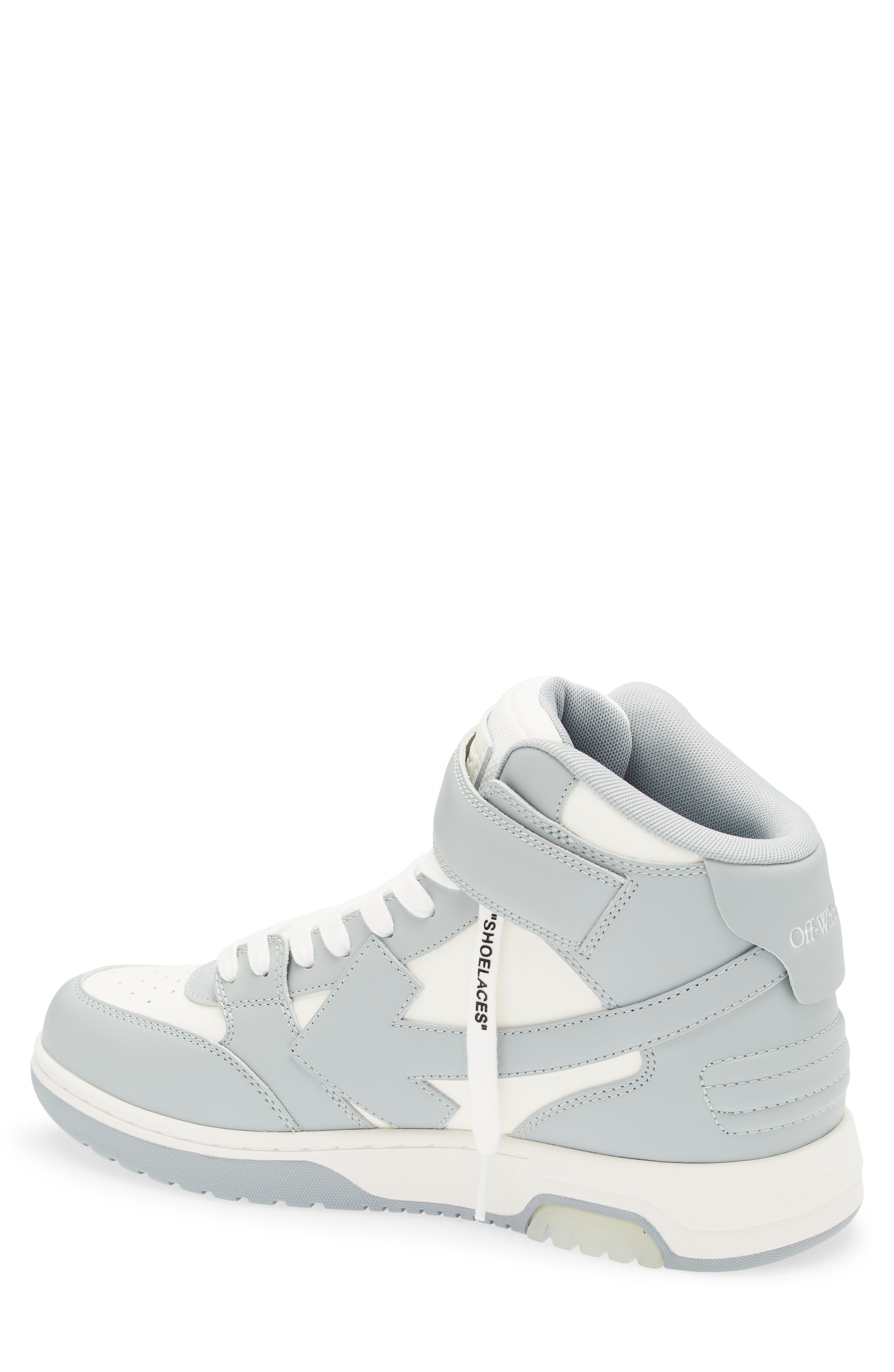 Off-White Out Of Office Mid Leather Sneaker, Alternate, color, Grey And White